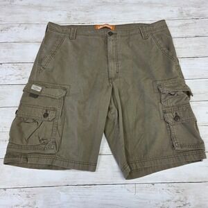 Lee Dungarees Mens Khaki Brown Cargo Shorts Relaxed Fit Cotton Size 38